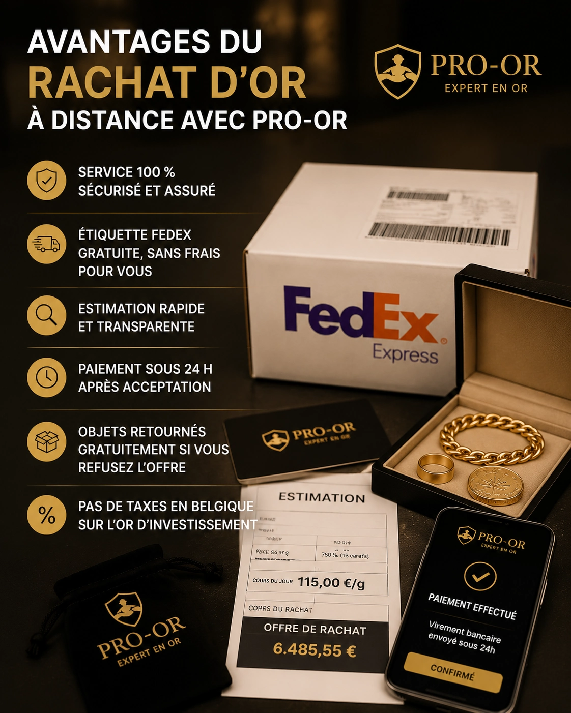avantage envoi fedex avantage d'un rachat or a distance avec pro-or