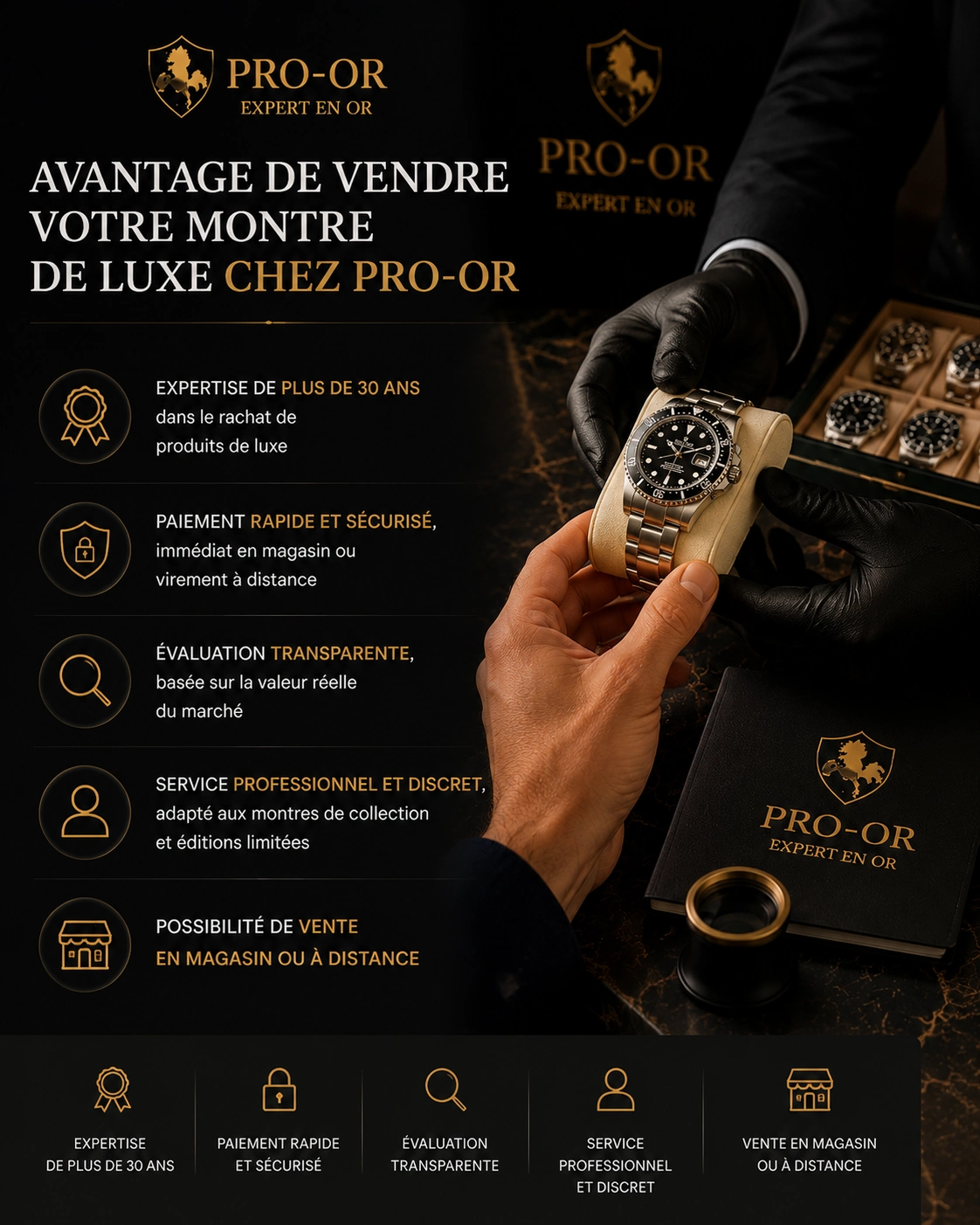 avantages pro or montres revendre une montre de luxe chez pro-or à Bruxelles