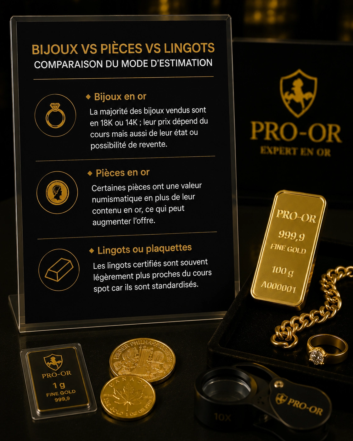 bijoux vs pieces Prix de l'or : bijoux vs pièces vs lingots