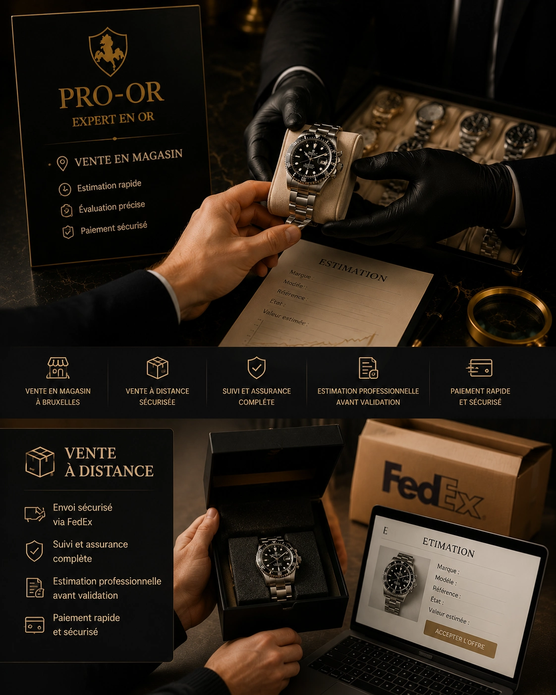 magasin ou fedex montre revendre sa montre de luxe à distance