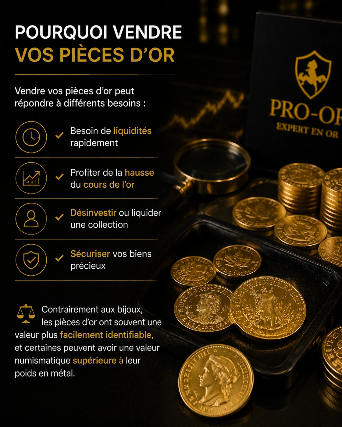 pourquoi vendre des pieces d'or avantage d'un rachat or a distance avec pro-or