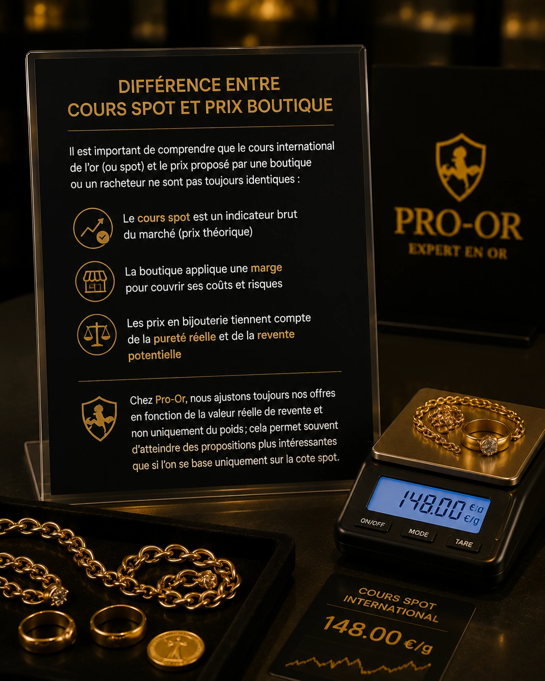 prix spot vs prix boutique Diffèrence entre prix de l'or spot et prix de l'or en boutique