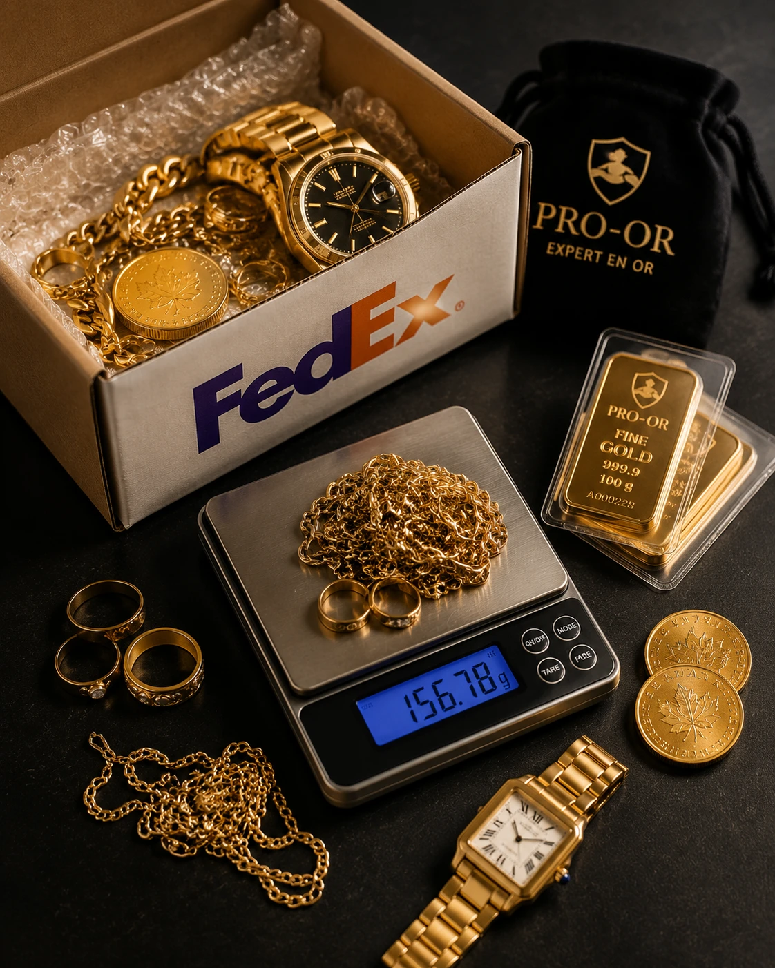 quels objets d'or envoyer envoyer son or via fedex en belgique