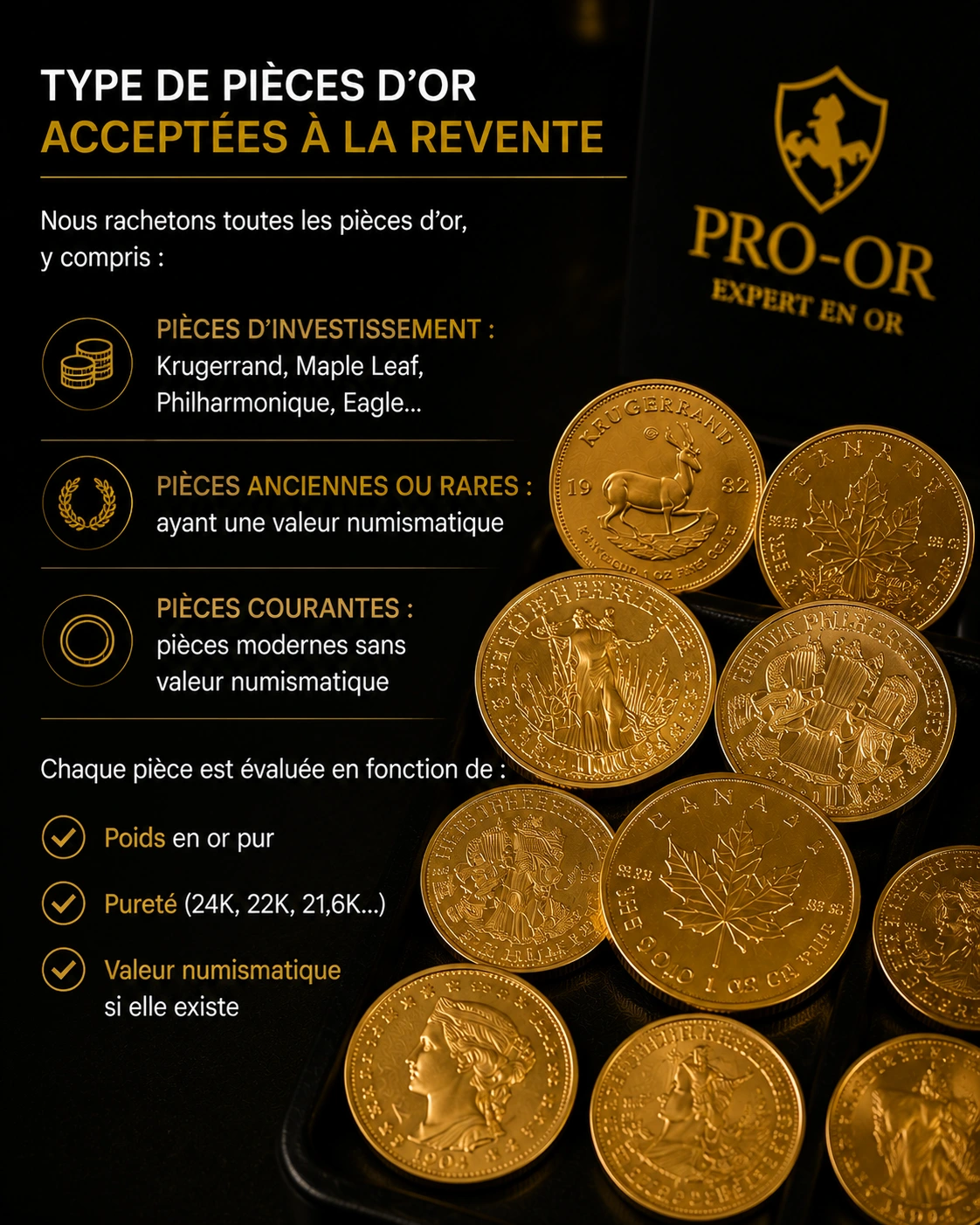 type pieces d'or Types de piéces d'or acceptées à la revente chez pro-or